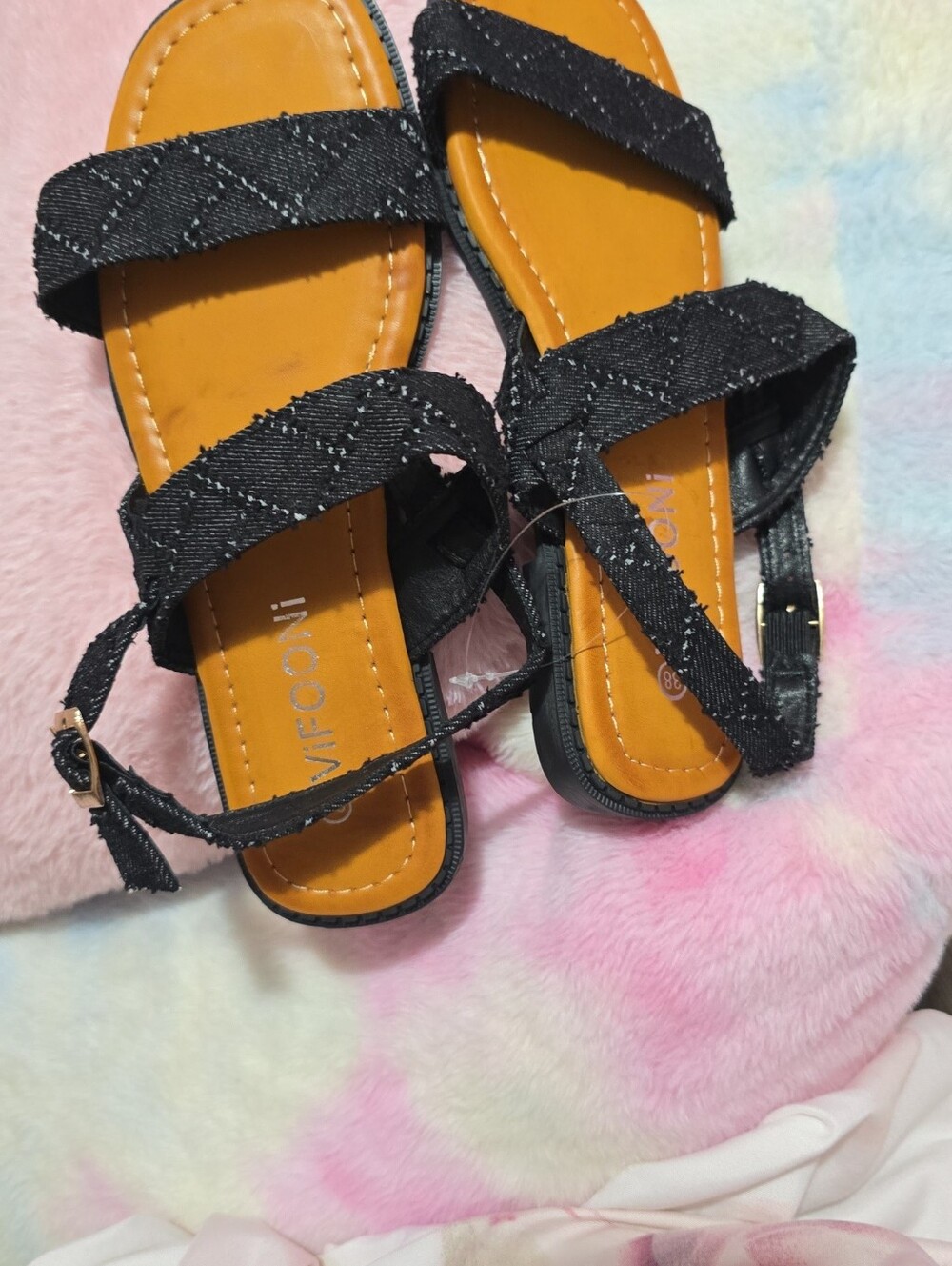 Women’s Black Strappy Casual Sandals - Unbranded